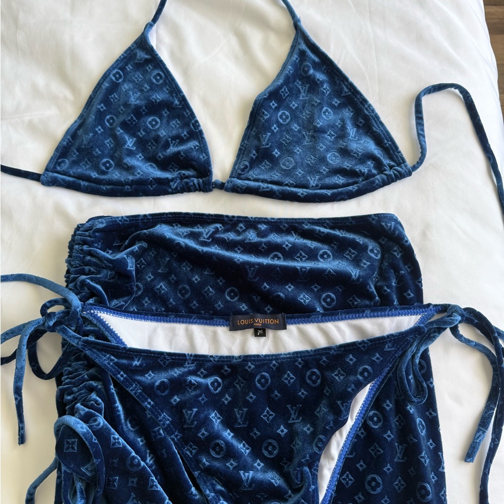 NOT LV Blue velvet Bikini Set
